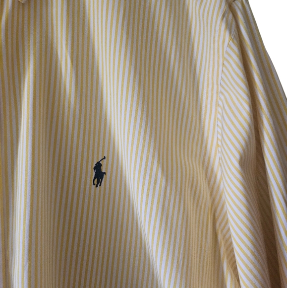 Ralph Lauren Men's Yellow Pinstripe Custom Fit Cotton Dress Shirt Sz 18 36/37 - Picture 5 of 9